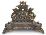 Antique Finish Inkwell / Letter Rack