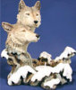 Wolf Heads on Rock with Candle - 6" x 6"