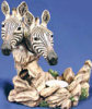 Zebra Heads on Rock with Candle - 6" x 6"