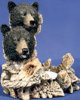 Bears Heads on Rock with Candle - 5.5" x 6"