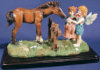 Angel and Cherub Feeding Horse - 9" x 5.25"