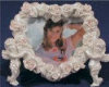 Picture Frame Heart White with Roses & Angels - 7" x 5"
