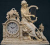 Woman Playing Harp with Clock - 20" x 19"