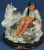 Native Woman with Wolves Beside Pool - 8" x 7.5"