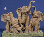 Comical Elephants on Grass - 9" x 7.5"