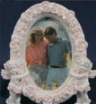 Picture Frame Oval White with Roses & Angels - 6" x 7"
