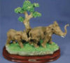 Elephant & Baby Walking by Tree - 9.5" x 9"