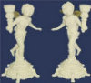 Cherub Candle Holder Pair White with Gold Wings - 9.5" Height