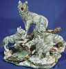 Wolf Family on Tree Trunk Large - 16.5" x 15"