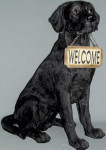 Black Labrador Sitting with Welcome - Extra Large - 20" x 26.5"