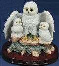 Owl White Small with Two Babies Under Wings - 7.5" x 7.5"