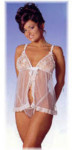 Lace & Sheer Babydoll with Panty - 3X - Red