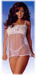 Sheer & Stretch Lace Babydoll - One Size - Pink