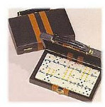 Double Six Mini Domino Set in Ivory Color - Attache Case - 28 Mini Pieces