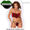 Stretch Velvet Bustier and Thong - Coquette - Emerald/Black - Large