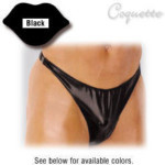 Thong with Side Clasps - Coquette - Wet Look Fantasy (Black) - Large