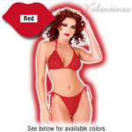 Heart Lace Bikini - Coquette - Red / One Size