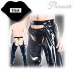 PVC Chaps with Lace-Up Back - Coquette - Black / One Size