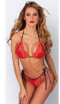 Fire Lace String Bikini - Coquette - Red/Black - One Size
