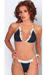 Denim and Eyelet Lace Bikini - Coquette - Blue / One Size