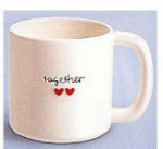 Heavy Handle Embossed Ceramic Mug - Together