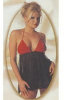 Patent and Mesh Babydoll with Patent G-String - Allure - Red/Black - One Size