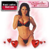 Leather and Lace Bra - Allure - Black Leather / Red Lace - Small