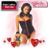Leather Corset with Zipperfront Zipper Opening - Allure - Black Leather / Red Lace - Medium