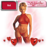 Fishnet and Patent 3 Piece Set - Allure - Red, One Size