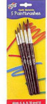 5 Paint Brushes - Soft Bristle