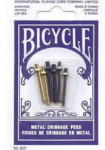 Cribbage - 6 Metal Pegs - Bicycle Brand - 2 Silver, 2 Gold, 2 Black