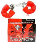 Red Faux Fur Cuffs - Real Working Cuffs with Key