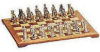 Pewter Figure Set with Wood Chess Board - 14.5"
