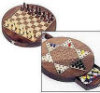 3 in 1 Round Walnut Wood Game Set - 12"