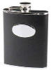 - ZooScape - Black Leather Engravable Flask - 6 Ounces