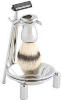 Track II Shaving Brush Set - Pure Bristle - Polished Chrome - 3 Pieces