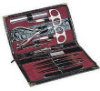 - ZooScape - Manicure Set - Crocodile Print Black Leather Case - 11 Pieces - Chrome