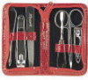 - Health - Manicure Set - Crocodile Print Red Case - 6 Pieces