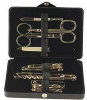 - ZooScape - Manicure Set - Black Leather Case - 8 Pieces - Gold Plated