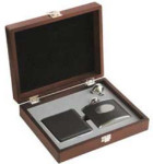 Leather Covered Flask Set - 3 Pieces