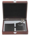 Leather Wallet and Flask Set - 3 Pieces
