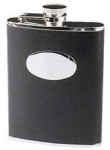 Black Leather Engravable Flask - 6 Ounces