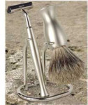 Shaving Brush Set - Chrome - 3 Pieces