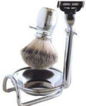 Shaving Brush Set - Polished Chrome - 3 Pieces