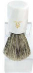 Shaving Brush - Pure Bristle - White Handle with Stand
