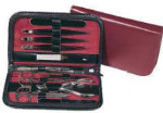 Manicure Set - Smooth Black Leather Case - 11 Pieces