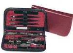 Manicure Set - Smooth Burgundy Leather Case - 11 Pieces