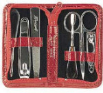 Manicure Set - Crocodile Print Red Case - 6 Pieces