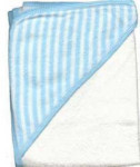 Infant Hooded Terry Bath Towel - Blue and White Stripes - 30 x 30