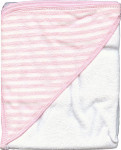 Infant Hooded Terry Bath Towel - Pink and White Stripes - 30 x 30